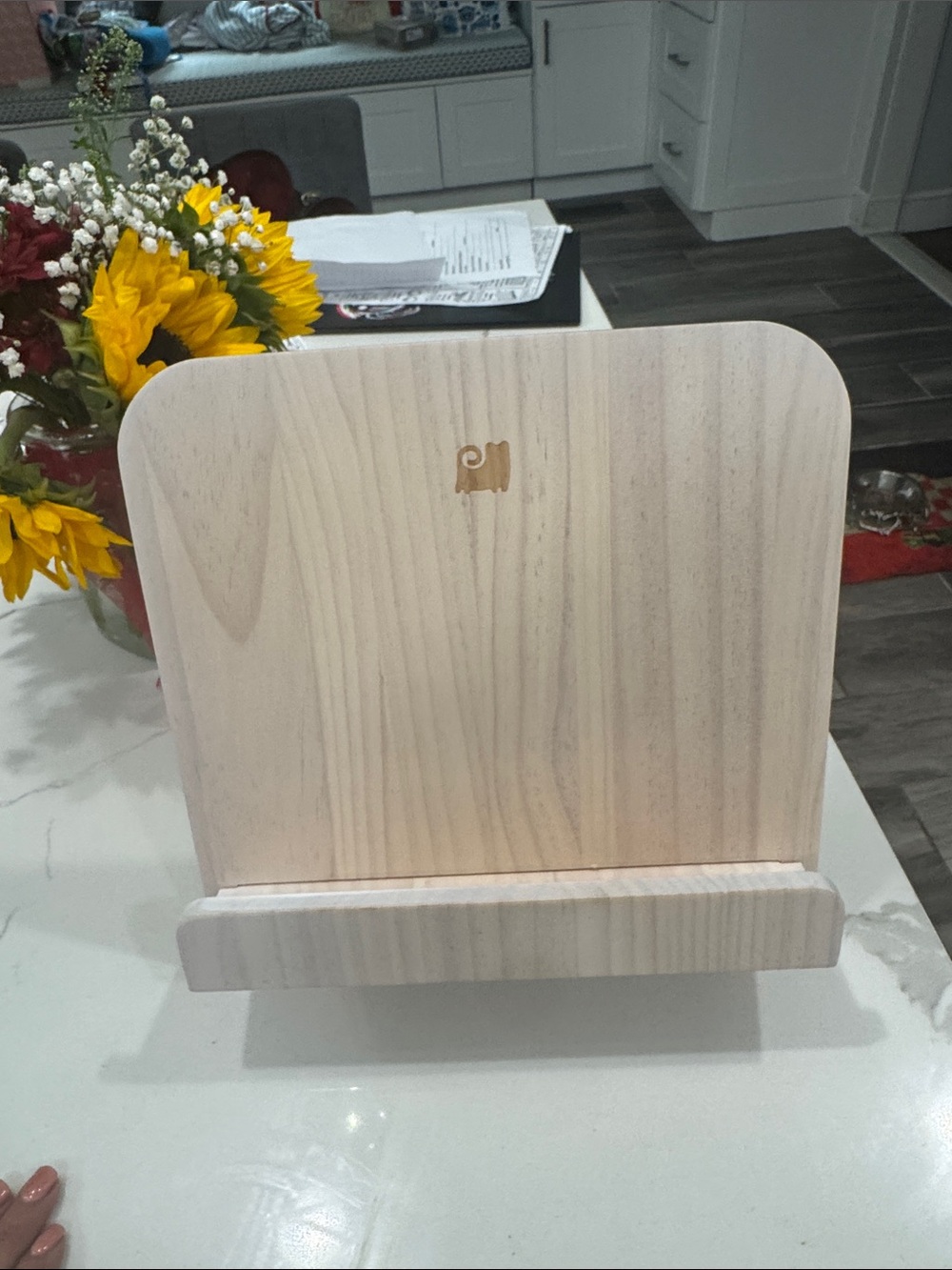 Wood Grain Tablet Stand Holder - White